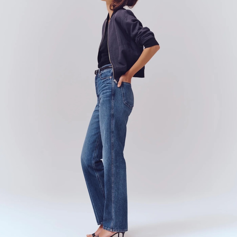 Alex Mill Carla High Rise Straight Denim Jeans - Vintage Dark Indigo - Picture 3 of 8